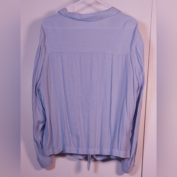 Jones New York Striped Blouse Size XXL Front Tie Top Preppy Classic Soft Boho - Picture 8 of 9